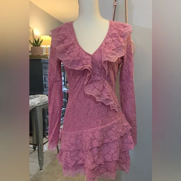 NWT LoveShackFancy Pink Lace Mini Dress - Picture 3 of 6